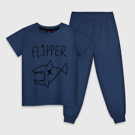 Детская пижама хлопок с принтом Flipper в Рязани, 100% хлопок |  брюки и футболка прямого кроя, без карманов, на брюках мягкая резинка на поясе и по низу штанин
 | nirvana | акула | курта кобейна flipper | музыка | рок