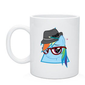 Кружка с принтом Rainbow Dash hipster в Рязани, керамика | объем — 330 мл, диаметр — 80 мм. Принт наносится на бока кружки, можно сделать два разных изображения | Тематика изображения на принте: hipster | my little pony | rainbow dash | swag | дружба   это чудо | мультфильм | пони | поняши | поняшки | радуга дэш | сваг | свэг