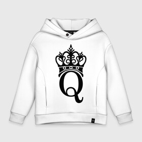 Детское худи Oversize хлопок с принтом Queen в Рязани, френч-терри — 70% хлопок, 30% полиэстер. Мягкий теплый начес внутри —100% хлопок | боковые карманы, эластичные манжеты и нижняя кромка, капюшон на магнитной кнопке | Тематика изображения на принте: queen | богини | корона | царевна | царицы