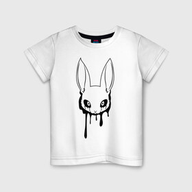 Детская футболка хлопок с принтом Голова зайца в Рязани, 100% хлопок | круглый вырез горловины, полуприлегающий силуэт, длина до линии бедер | голова зайца | животные | зайка | заяц | прикольные картинки