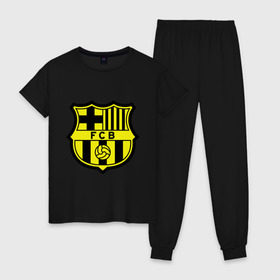 Женская пижама хлопок с принтом Barcelona logo в Рязани, 100% хлопок | брюки и футболка прямого кроя, без карманов, на брюках мягкая резинка на поясе и по низу штанин | barcelona | fc | fc barcelona | footbal club | барселона | лого | логотип | спорт | футбол | футбольный клуб