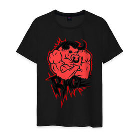Мужская футболка хлопок с принтом Rage (Ярость) в Рязани, 100% хлопок | прямой крой, круглый вырез горловины, длина до линии бедер, слегка спущенное плечо. | bull | rage | бык | качок | силовой | спорт | ярость