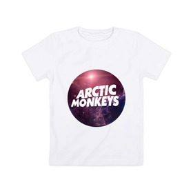 Детская футболка хлопок с принтом Arctic monkeys space logo в Рязани, 100% хлопок | круглый вырез горловины, полуприлегающий силуэт, длина до линии бедер | Тематика изображения на принте: arctic monkeys