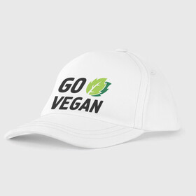 Детская бейсболка с принтом Go vegan в Рязани, 100% хлопок | классический козырек, металлическая застежка-регулятор размера | Тематика изображения на принте: go | vegan | будь | веган | вегетарианец | здоровье