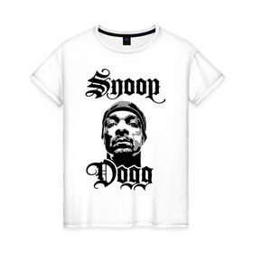 Женская футболка хлопок с принтом Snoop Dogg в Рязани, 100% хлопок | прямой крой, круглый вырез горловины, длина до линии бедер, слегка спущенное плечо | rap | snoop dogg | музыка | рэп | снуп дог