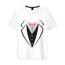 Мужская футболка хлопок с принтом Смокинг в Рязани, 100% хлопок | прямой крой, круглый вырез горловины, длина до линии бедер, слегка спущенное плечо. | смокинг