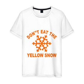 Мужская футболка хлопок с принтом Don`t eat the yelow snow в Рязани, 100% хлопок | прямой крой, круглый вырез горловины, длина до линии бедер, слегка спущенное плечо. | dont eat | snow | yellow | желтый снег | не ешь | снег