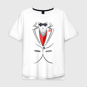 Мужская футболка хлопок Oversize с принтом Костюм жениха в Рязани, 100% хлопок | свободный крой, круглый ворот, “спинка” длиннее передней части | бабочка