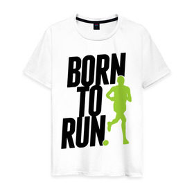 Мужская футболка хлопок с принтом Рожден для бега в Рязани, 100% хлопок | прямой крой, круглый вырез горловины, длина до линии бедер, слегка спущенное плечо. | born to run | run | бегать | рожден | рожден бежать