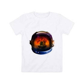 Детская футболка хлопок с принтом Чау-чау в Рязани, 100% хлопок | круглый вырез горловины, полуприлегающий силуэт, длина до линии бедер | астронавт | животные | космонавт | космос | мордочка | нос | собака | чау чау | шлем