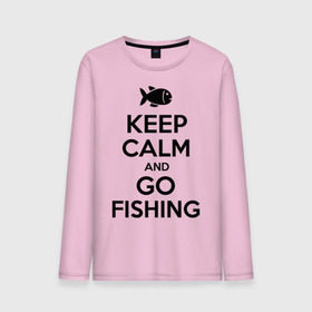 Мужской лонгслив хлопок с принтом Keep calm and go fishing в Рязани, 100% хлопок |  | fishing | keep calm | рыбак | рыбалка | рыбачить | сохраняй спокойствие
