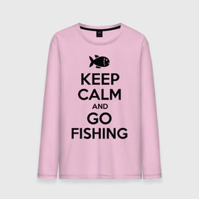 Мужской лонгслив хлопок с принтом Keep calm and go fishing в Рязани, 100% хлопок |  | Тематика изображения на принте: fishing | keep calm | рыбак | рыбалка | рыбачить | сохраняй спокойствие