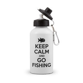 Бутылка спортивная с принтом Keep calm and go fishing в Рязани, металл | емкость — 500 мл, в комплекте две пластиковые крышки и карабин для крепления | fishing | keep calm | рыбак | рыбалка | рыбачить | сохраняй спокойствие