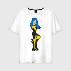 Женская футболка хлопок Oversize с принтом Миссис Симпсон в Рязани, 100% хлопок | свободный крой, круглый ворот, спущенный рукав, длина до линии бедер
 | simpson | костюм | любовь | мардж | миссис симпсон | семья | симпсон