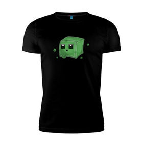 Мужская футболка премиум с принтом Minecraft слизень в Рязани, 92% хлопок, 8% лайкра | приталенный силуэт, круглый вырез ворота, длина до линии бедра, короткий рукав | игра | мinecraft