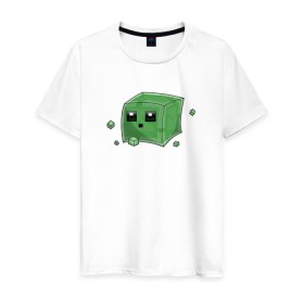 Мужская футболка хлопок с принтом Minecraft слизень в Рязани, 100% хлопок | прямой крой, круглый вырез горловины, длина до линии бедер, слегка спущенное плечо. | игра | мinecraft