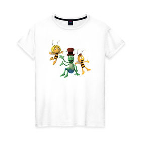 Женская футболка хлопок с принтом Пчелка Майя в Рязани, 100% хлопок | прямой крой, круглый вырез горловины, длина до линии бедер, слегка спущенное плечо | 