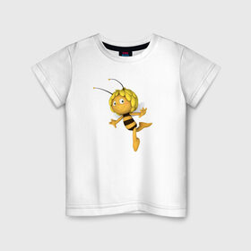Детская футболка хлопок с принтом Пчелка Майя в Рязани, 100% хлопок | круглый вырез горловины, полуприлегающий силуэт, длина до линии бедер | : животные | zoobe | прикол | приложение | сообщения