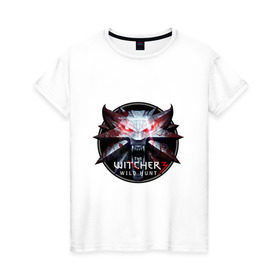 Женская футболка хлопок с принтом The Witcher 3 в Рязани, 100% хлопок | прямой крой, круглый вырез горловины, длина до линии бедер, слегка спущенное плечо | ведьмак