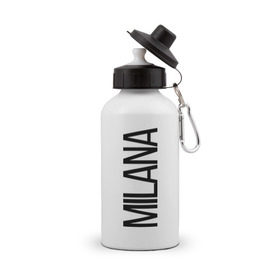 Бутылка спортивная с принтом Милана в Рязани, металл | емкость — 500 мл, в комплекте две пластиковые крышки и карабин для крепления | bigname | milana | милана
