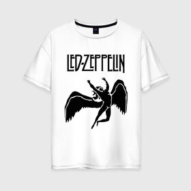 Женская футболка хлопок Oversize с принтом Led Zeppelin swan в Рязани, 100% хлопок | свободный крой, круглый ворот, спущенный рукав, длина до линии бедер
 | led zeppelin