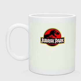 Кружка с принтом Jurassic park в Рязани, керамика | объем — 330 мл, диаметр — 80 мм. Принт наносится на бока кружки, можно сделать два разных изображения | юрского периода