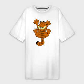 Платье-футболка хлопок с принтом гарфилд в Рязани,  |  | Тематика изображения на принте: гарфилд garfield кот киса рыжий гарф лазанья
