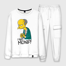 Мужской костюм хлопок с принтом Mr Burns get money в Рязани, 100% хлопок | на свитшоте круглая горловина, мягкая резинка по низу. Брюки заужены к низу, на них два вида карманов: два “обычных” по бокам и два объемных, с клапанами, расположенные ниже линии бедра. Брюки с мягкой трикотажной резинкой на поясе и по низу штанин. В поясе для дополнительного комфорта — широкие завязки | get | i | money | simpsons