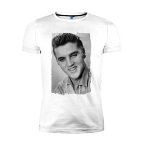 Мужская футболка премиум с принтом Элвис Пресли (Elvis Presley) в Рязани, 92% хлопок, 8% лайкра | приталенный силуэт, круглый вырез ворота, длина до линии бедра, короткий рукав | elvis presley | король | рок н ролл | элвис пресли