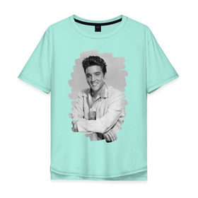 Мужская футболка хлопок Oversize с принтом Elvis Presley в Рязани, 100% хлопок | свободный крой, круглый ворот, “спинка” длиннее передней части | elvis presley | король | рок н ролл | элвис пресли