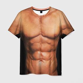 Мужская футболка 3D с принтом Идеальное тело в Рязани, 100% полиэфир | прямой крой, круглый вырез горловины, длина до линии бедер | Тематика изображения на принте: идеальное | пресс | спорт | тело | торс