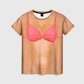 Женская футболка 3D с принтом Идеальное тело в Рязани, 100% полиэфир ( синтетическое хлопкоподобное полотно) | прямой крой, круглый вырез горловины, длина до линии бедер | грудь | идеальное | купальник | пресс | спорт | тело | торс