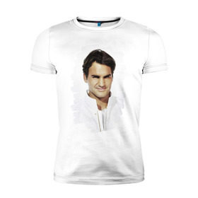 Мужская футболка премиум с принтом Roger Federer в Рязани, 92% хлопок, 8% лайкра | приталенный силуэт, круглый вырез ворота, длина до линии бедра, короткий рукав | roger federer | роджер федерер | теннис | чемпион