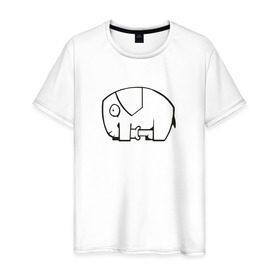 Мужская футболка хлопок с принтом самодостаточный слоник в Рязани, 100% хлопок | прямой крой, круглый вырез горловины, длина до линии бедер, слегка спущенное плечо. | слон