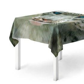 Скатерть 3D с принтом Снежный барс в Рязани, 100% полиэстер (ткань не мнется и не растягивается) | Размер: 150*150 см | барс | животные | кошка | снежный барс