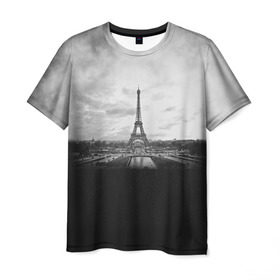 Мужская футболка 3D с принтом Париж в Рязани, 100% полиэфир | прямой крой, круглый вырез горловины, длина до линии бедер | 