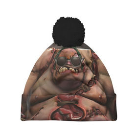 Шапка 3D c помпоном с принтом Pudge в Рязани, 100% полиэстер | универсальный размер, печать по всей поверхности изделия | dota 2 | game | pudge | дота | игры | персонаж