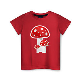 Детская футболка хлопок с принтом Грибы в Рязани, 100% хлопок | круглый вырез горловины, полуприлегающий силуэт, длина до линии бедер | mushrooms | грибы