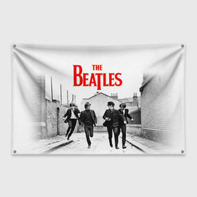 Флаг-баннер с принтом The Beatles в Рязани, 100% полиэстер | размер 67 х 109 см, плотность ткани — 95 г/м2; по краям флага есть четыре люверса для крепления | beatles | rock | the beatles | битлз | битлс | битлы | рок