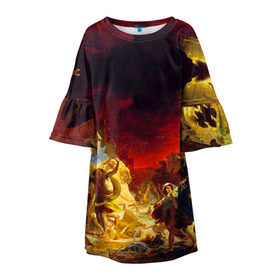 Детское платье 3D с принтом Брюллов - Последний день Помпеи в Рязани, 100% полиэстер | прямой силуэт, чуть расширенный к низу. Круглая горловина, на рукавах — воланы | брюллов | картина | последний день помпеи | художник