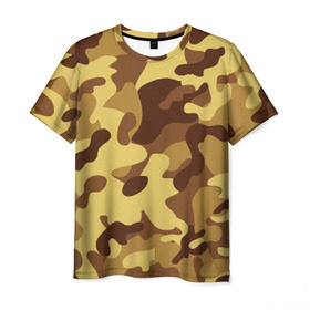 Мужская футболка 3D с принтом Пустынный камуфляж в Рязани, 100% полиэфир | прямой крой, круглый вырез горловины, длина до линии бедер | Тематика изображения на принте: camo | camouflage | military | камо