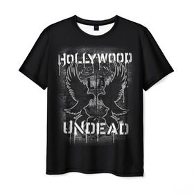 Мужская футболка 3D с принтом Hollywood Undead в Рязани, 100% полиэфир | прямой крой, круглый вырез горловины, длина до линии бедер | хип хоп