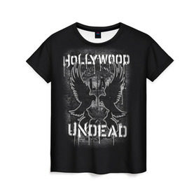 Женская футболка 3D с принтом Hollywood Undead в Рязани, 100% полиэфир ( синтетическое хлопкоподобное полотно) | прямой крой, круглый вырез горловины, длина до линии бедер | хип хоп