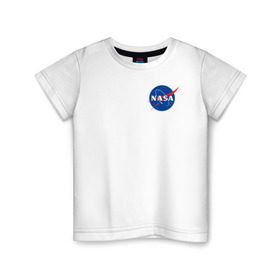 Детская футболка хлопок с принтом NASA в Рязани, 100% хлопок | круглый вырез горловины, полуприлегающий силуэт, длина до линии бедер | астронавты | космос | наса