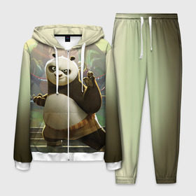 Мужской костюм 3D с принтом Кунг фу панда в Рязани, 100% полиэстер | Манжеты и пояс оформлены тканевой резинкой, двухслойный капюшон со шнурком для регулировки, карманы спереди | kung fu | kung fu panda | panda | кунг фу | кунг фу панда | кунгфу | панда. кунг фу | по