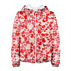 Женская куртка 3D с принтом Сердца, любовь, орнамент, праз в Рязани, ткань верха — 100% полиэстер, подклад — флис | прямой крой, подол и капюшон оформлены резинкой с фиксаторами, два кармана без застежек по бокам, один большой потайной карман на груди. Карман на груди застегивается на липучку | любовь | орнамент | праздник | сердца