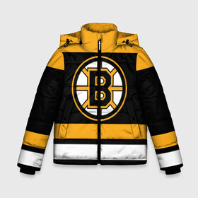 Зимняя куртка для мальчиков 3D с принтом Boston Bruins в Рязани, ткань верха — 100% полиэстер; подклад — 100% полиэстер, утеплитель — 100% полиэстер | длина ниже бедра, удлиненная спинка, воротник стойка и отстегивающийся капюшон. Есть боковые карманы с листочкой на кнопках, утяжки по низу изделия и внутренний карман на молнии. 

Предусмотрены светоотражающий принт на спинке, радужный светоотражающий элемент на пуллере молнии и на резинке для утяжки | boston bruins | hockey | nhl | нхл | спорт | хоккей