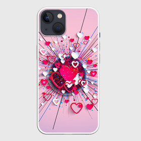 Чехол для iPhone 13 с принтом Heart heart heart в Рязани,  |  | 14 февраля | love | влюбленный | любовь | рисунок | сердечки | сердечко | сердце