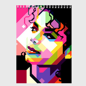 Скетчбук с принтом Майкл Джексон в Рязани, 100% бумага
 | 48 листов, плотность листов — 100 г/м2, плотность картонной обложки — 250 г/м2. Листы скреплены сверху удобной пружинной спиралью | michael jackson | майкл джексон | поп арт | портрет