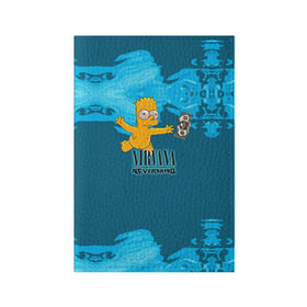 Обложка для паспорта матовая кожа с принтом Nirvana & Simpson в Рязани, натуральная матовая кожа | размер 19,3 х 13,7 см; прозрачные пластиковые крепления | cobain | curt | nirvana | rock | группа | кобейн | курт | нирвана | рок